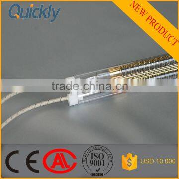 Medium wavelength quartz heater lamp IR heating element with twin gold tube for Tunnel oven