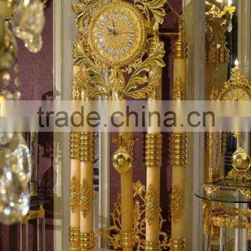 Onyx Tube Antique Grandfather Clock, Copper Mounted Clock, 24K Gold Pendulum Decorated Clock photo-2