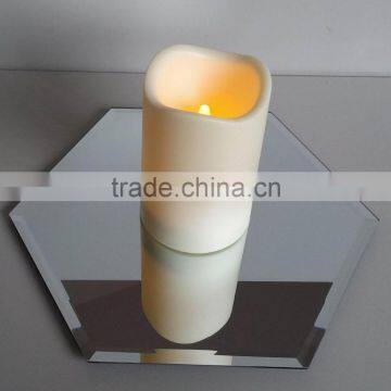 Hexagon beveled mirror candle pillar plate