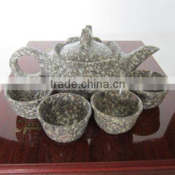 creative white Maifan stone tea sets with one stone pot with 4 cups