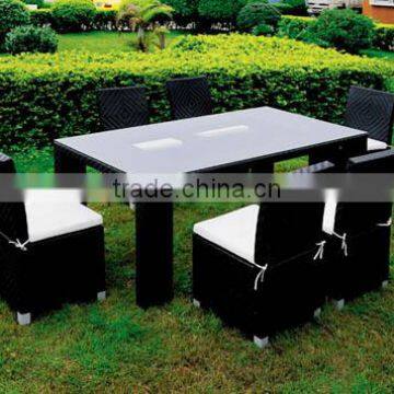 Smooth Black Rattan Dining Table&Chair L90608-9