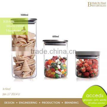 2014 New Style Small Candy Glass Jars With Darker Wood Lid photo-3