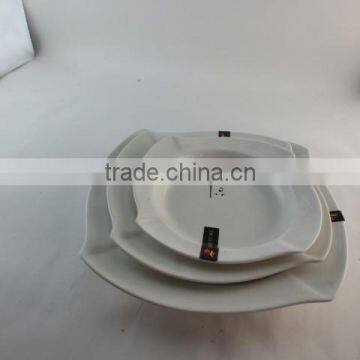 Wholesale White Porcelain Dinner Soup Plate Set Rhombus-Shaped