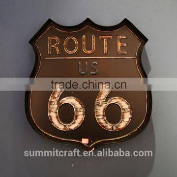 Illuminated Antique US route 66 metal wall decor