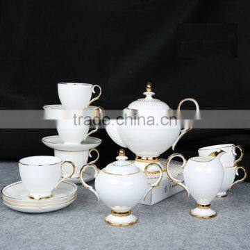 Ceramic Gold Plated 24pcs Tea Set Porcelain Tea Pot Set Fine Royal Porcelain Tea Set photo-2