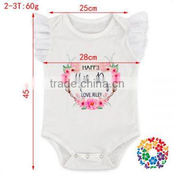Wholesale Boutique Clothing Kids Body Suits Flutter Sleeve Summer White Baby Leotards Romper Kids Bodysuit photo-5
