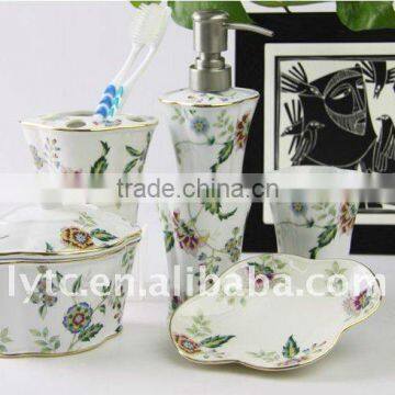 4pcs Flower Design Ceramic Bathroom Set photo-2
