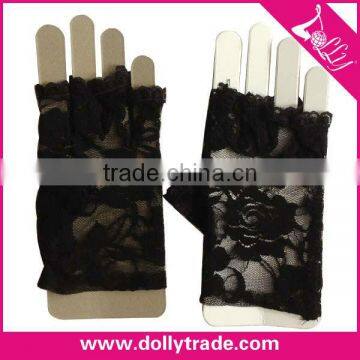 Fashion Rose Black Lace Fingerless Glove For Girls