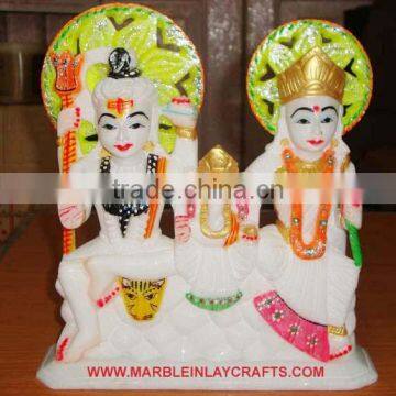 Alabaster Marble Shiva Parivar God Statue With Ganesha