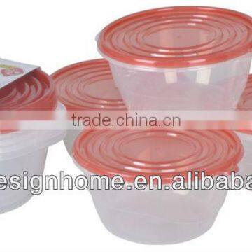 4 PCS RED LID 1.4L ROUND PP PLASTIC FOOD CONTAINER