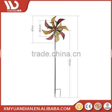 Spinner Double Wheel Flower Metal Craft Pinwheel 59 Inch Outdoor Decoration Ornament Garden Windmill photo-3