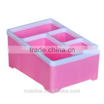 Plastic Cosmetic Organizer Pink Display Case Box Office Desk Dividers Storage Box