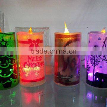 Plastic LED Battery Operated Printing Christmas Candle Decoration photo-5