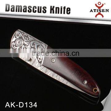 Top Quality Damascus Knife Outdoor Pocket Knife With Color Wood Handle photo-2