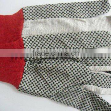 DDSAFETY 2017 Red Knit Wrist Canvas Working Safety Glove High Quality White Polka Dot Glove photo-2