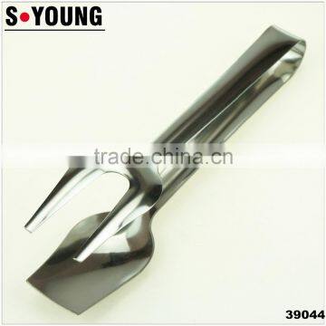 39044 8.5 Inch Stainless StFeel Kitchen Tongs BBQ Grill Food Salad Tongs With Fork photo-2