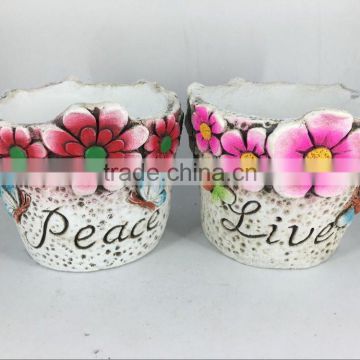 Cement flower pot in round shape for home and garden decorative