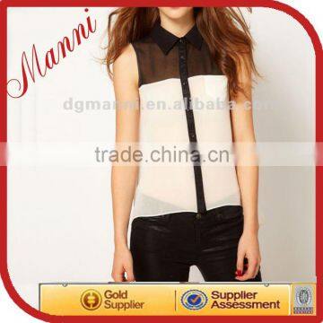black and white striped shirts for women 2015 latest design ladies chiffon shirt office lady wear
