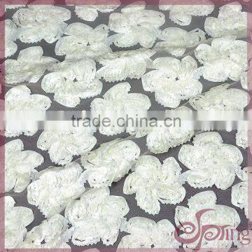 White Embroidery Coiling Ribbon Lace Applique Work Design 3d Lace Fabric photo-3