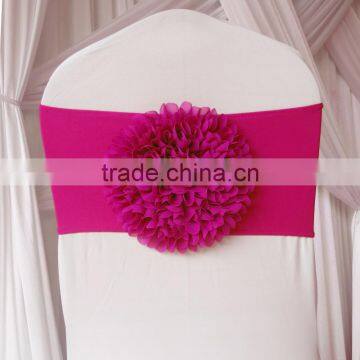 Chiffon Flower Handmade Gold/Blue/ Red/Pink/red Spandex Chair Bands Chair Bow Chair Sashes For Wedding photo-6