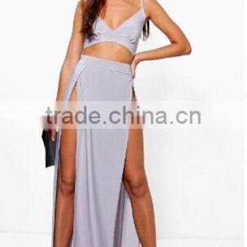 2017 Summer Newest Two Split Two Piece Dress Sexy Party Maxi Dress photo-2