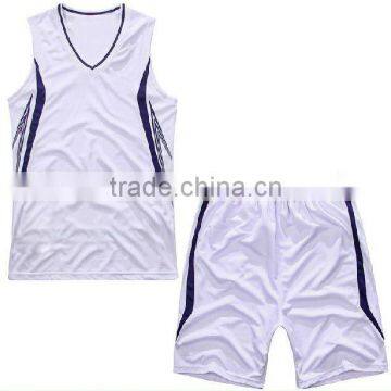 V neck sleeveless Plain blank basketball wear sport suit