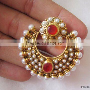 Pinl Dangler Gold Tone Dangler POLKI EARRINGS photo-2