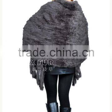 CX-B-14 Women Fashion Fur Strips Knitted Genuine Rabbit Fur Stoles And Shawls photo-4