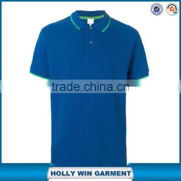 Mens ocean blue cotton polo shirt design with embroidered