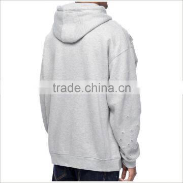 Guangzhou Factory Custom Wholesale Ripped Hole Grey Wash Hoodie photo-4