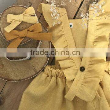 Back Opening Dresses For Girls Cotton Linen Party Supply Baby Dress photo-3