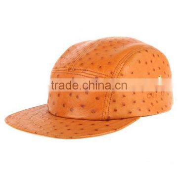 Ostrich Leather Blank Wholesale 5 Panel Hats Faux Leather 5 Panel Hat photo-3