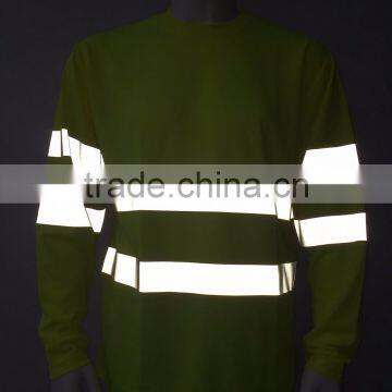 100%polyester hi Vis Rib Collar Long Sleeve Wicking High Visibility T-shirt photo-5