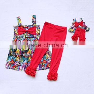 new style boutique baby girls and dolls matching clothes super women boom dress for kids