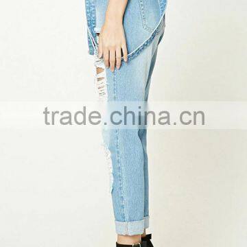Stylish Women's Sex Distressed Suspender Jeans / New Style Fashion Women Jeans T1703032 photo-3