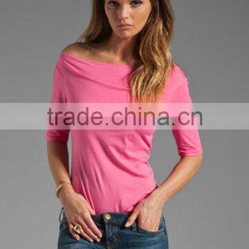 cotton spandex girls slim fit blank tops in pucker