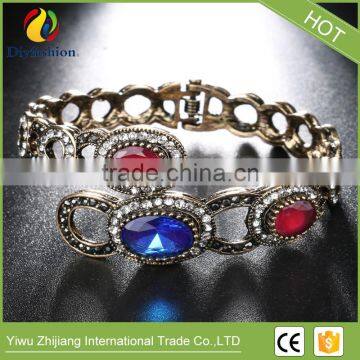 Antique Gold Vintage Bangles Bracelets Female Accessories Fashion Turkish Jewelry Metal Resin Bracelet photo-4