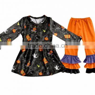 Wholesale Girls Boutique Outfits 2017 Kids Halloween Clothing Designer Pumpkin Appliqued Baby Clothes photo-5