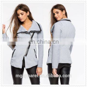 unique design ladies beautiful quilted long sleeve oversized collars coat wholesale