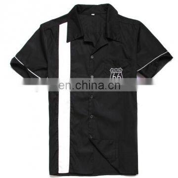 mens short sleeves vintage shirts black cotton bowling rockabilly shirt