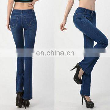 Wholesale Latest Design Women 100%Cotton Bootcut Jeans Denim Trousers