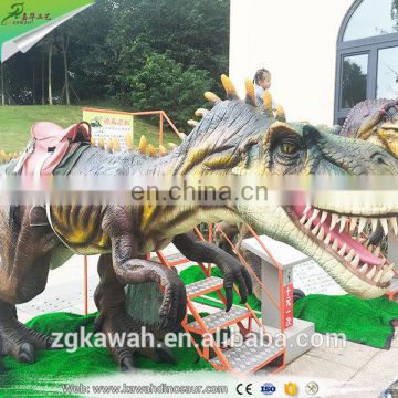 KAWAH Amusement Park Mechanical Animal Rides Rubber Remote Control Dinosaur Rides For Sale