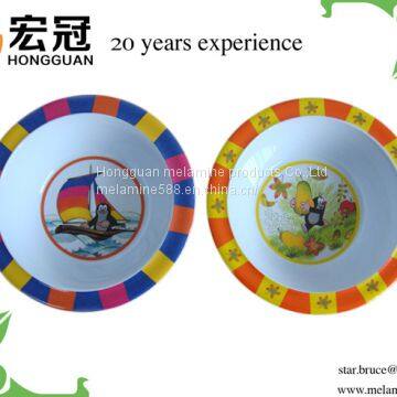 Food grade high quality melamine children bowl with cute cartoon printing