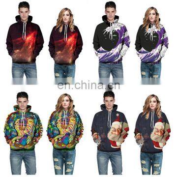 Unisex Christmas 3d Digital Print Pullover Womens Hoodie Hooded Sweater Jackets with Zip