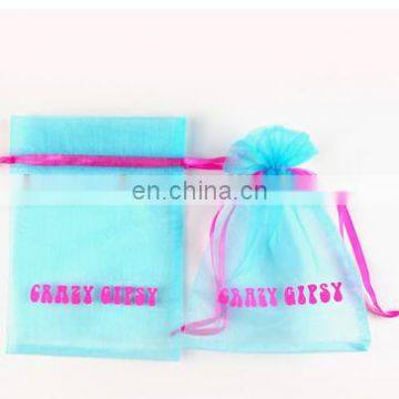 Lite blue organza bag with hot pink