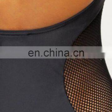OEM Female Swimming Wear Backless Mesh Swimsuit One Piece Black photo-4