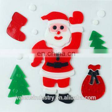 OEM Customized No Glue Removable Easily Peel off Jelly Gel Gem Glass Walmart Supply Santa Claus Christmas Window Sticker