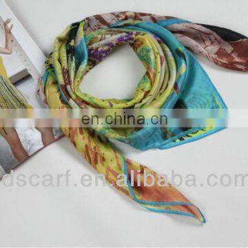 wool square scarf JDY-195 # 100% silky polyester Printing scarf digital printed scarf