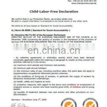 Child Labor Declaration