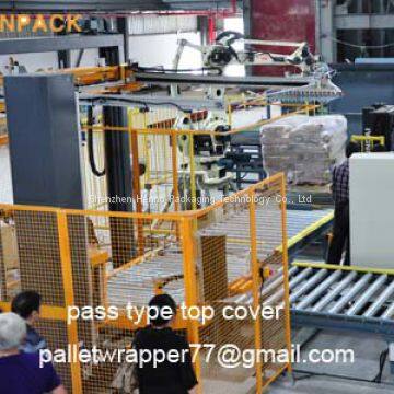 Automatic Pallet Stretch Wrapper With Top Foil Applicator Top Sheet Dispenser For The Top Film Cover photo-2